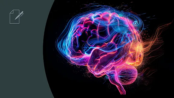 Cover for blog article depicting neon brain